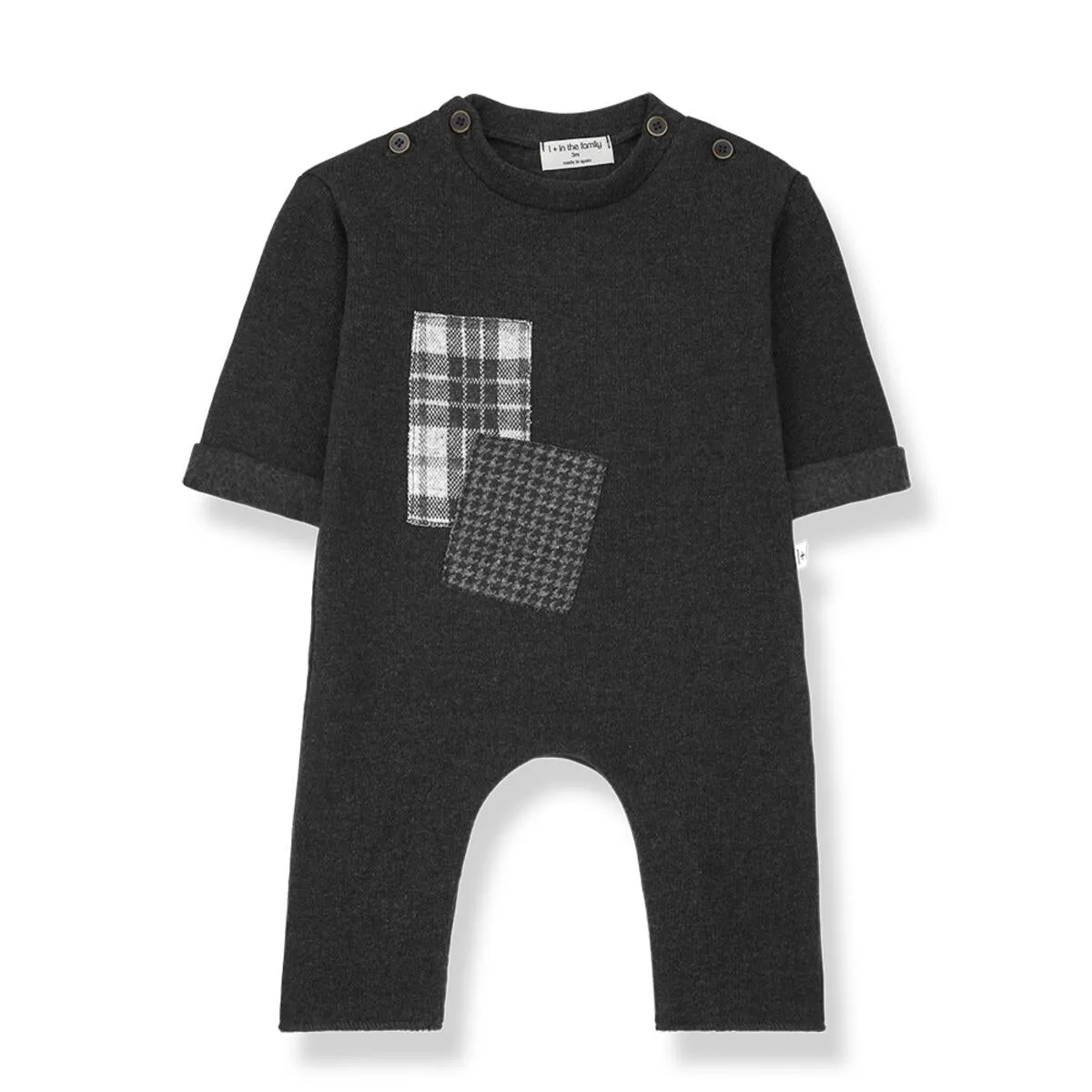 1  In The Family - Knit Patchwork Jumpsuit - Anthracite