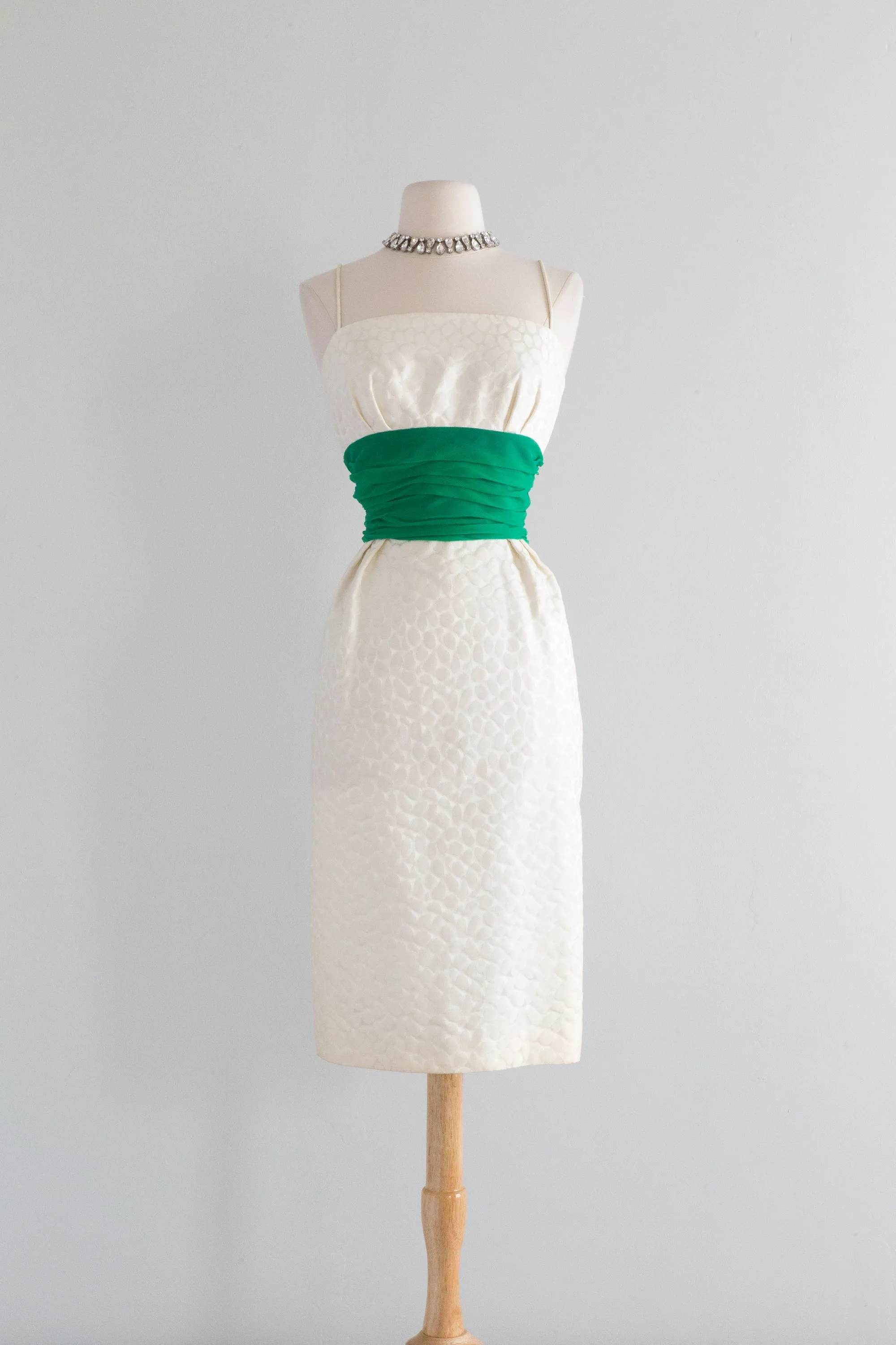 1950's Glamour Ivory Brocade Dress & Matching Jacket / XS