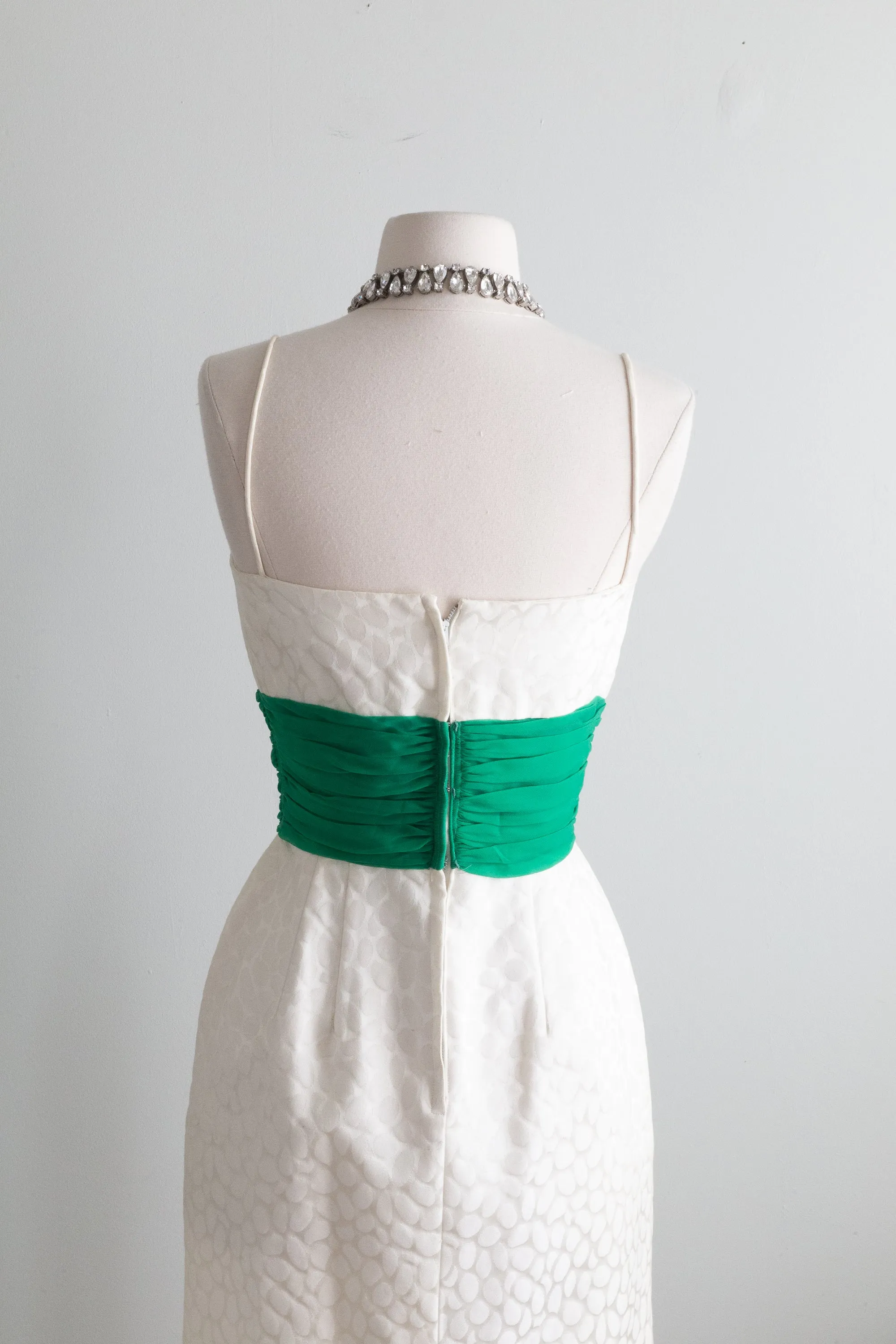 1950's Glamour Ivory Brocade Dress & Matching Jacket / XS