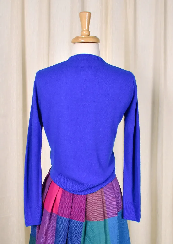 1950s Vintage Bright Blue Cardigan