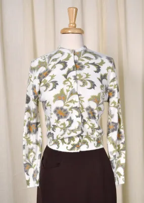 1950s Vintage Floral Scroll Cardigan