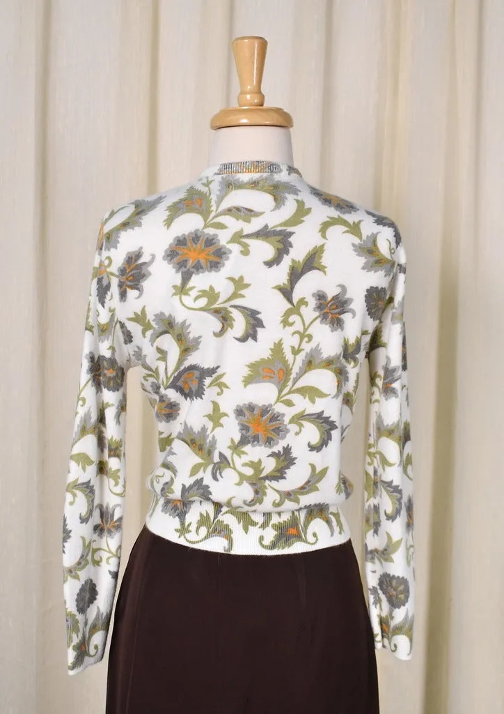 1950s Vintage Floral Scroll Cardigan