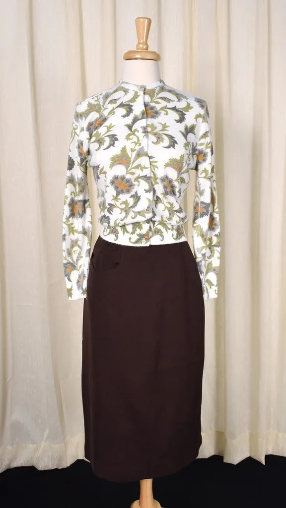 1950s Vintage Floral Scroll Cardigan