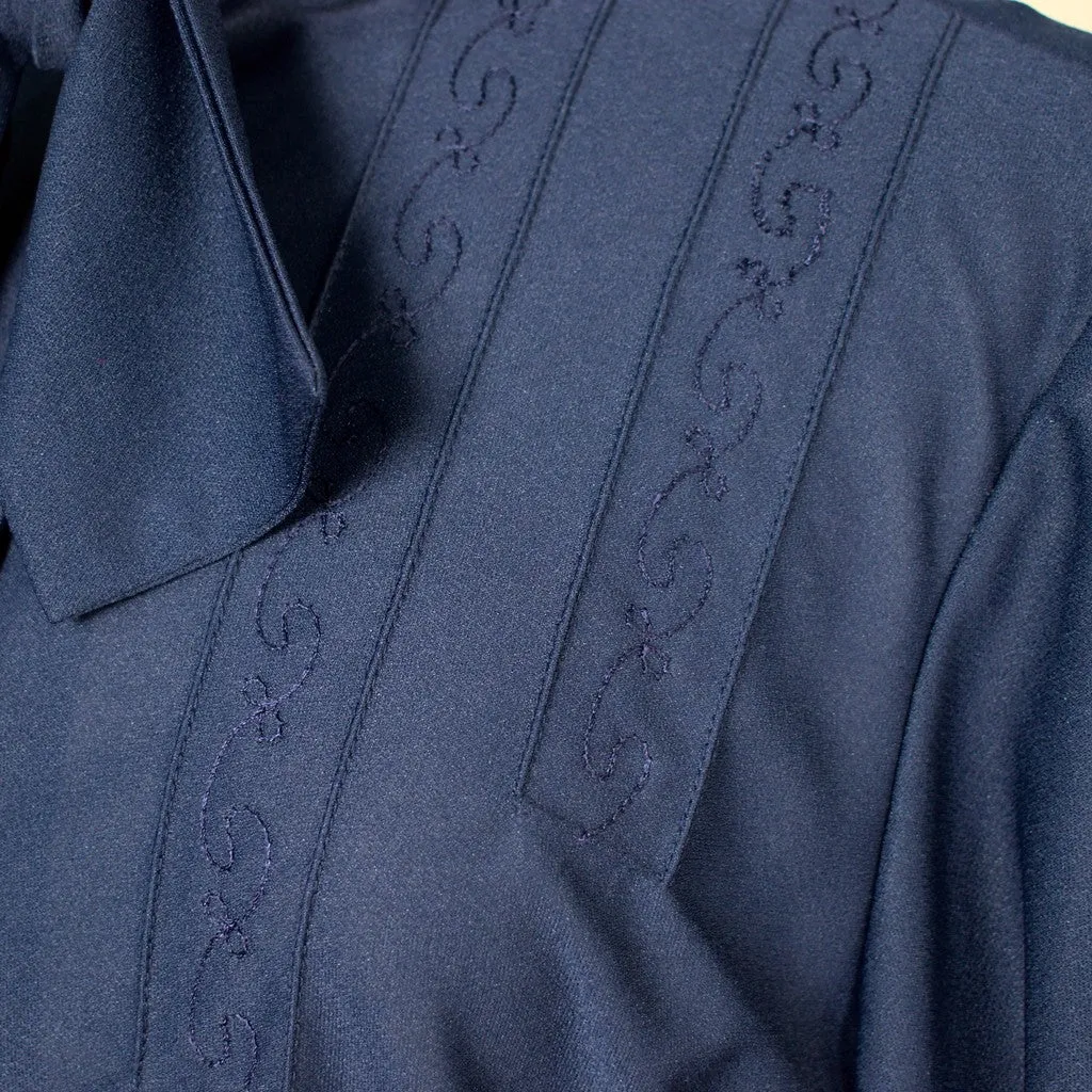 1960s Navy Vintage Bow Blouse
