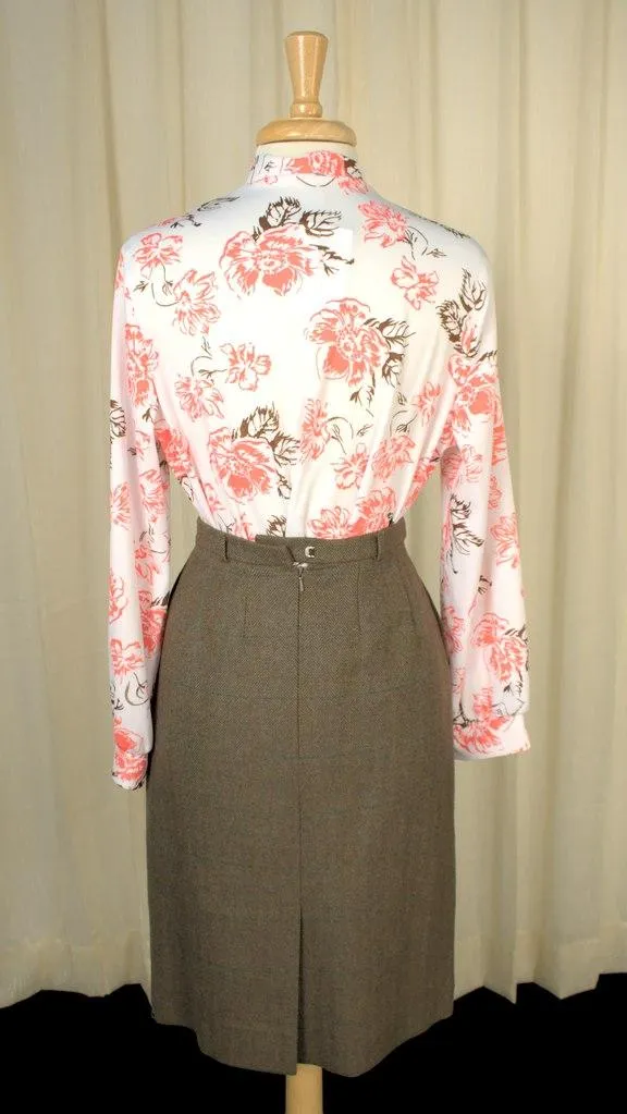 1960s Peach & Brown Blouse