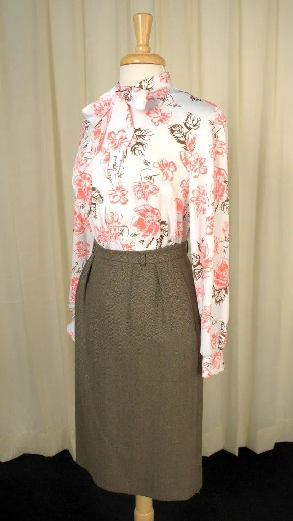 1960s Peach & Brown Blouse