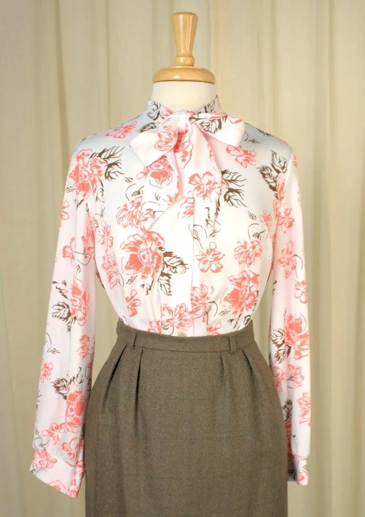 1960s Peach & Brown Blouse