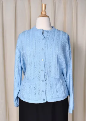 1960s Style Sky Blue Braided Cardigan by Anthony Richards