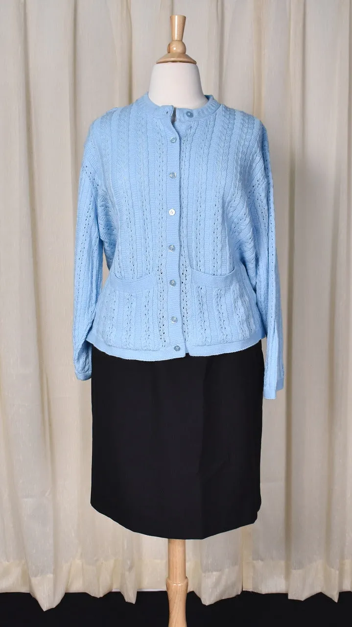 1960s Style Sky Blue Braided Cardigan by Anthony Richards