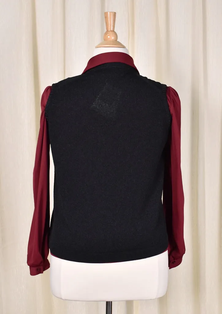 1960s Vintage Black Knit Sweater Vest