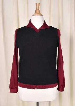 1960s Vintage Black Knit Sweater Vest