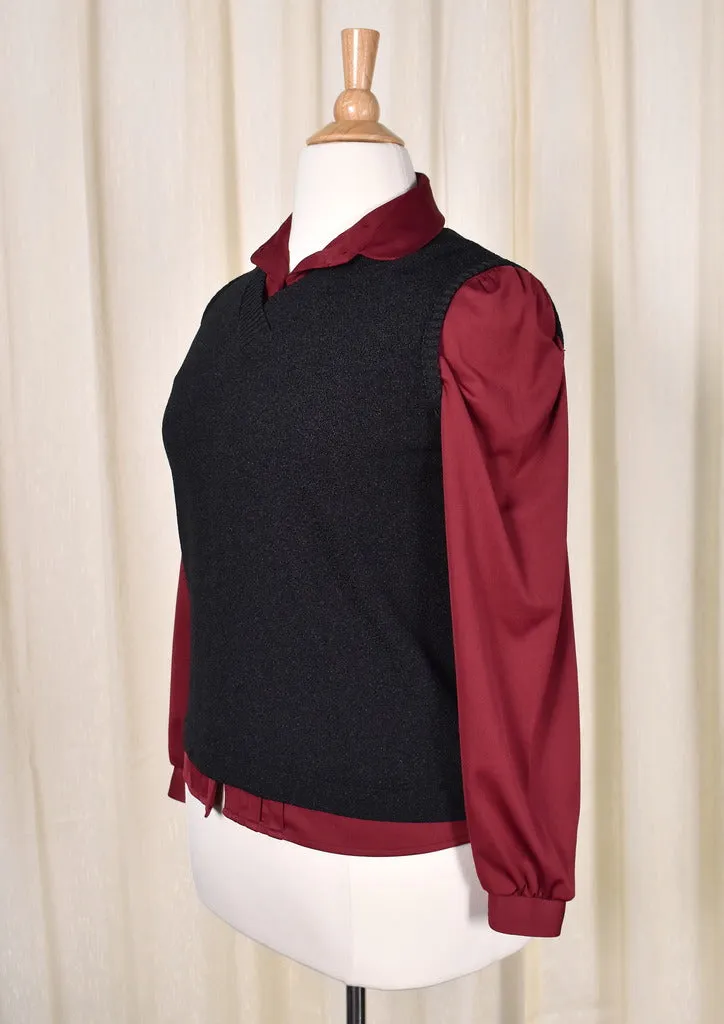 1960s Vintage Black Knit Sweater Vest