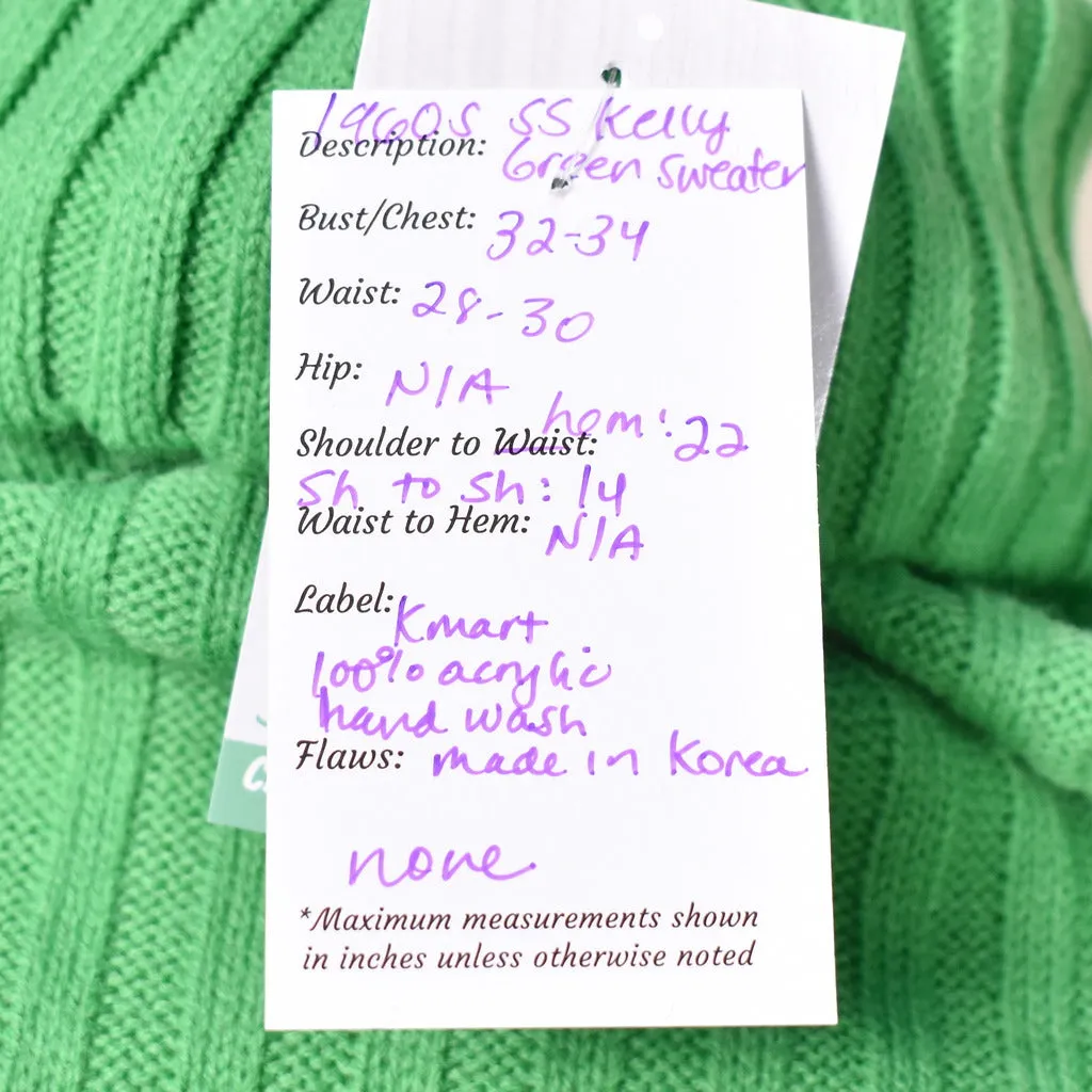 1960s Vintage Green Poor Boy Sweater