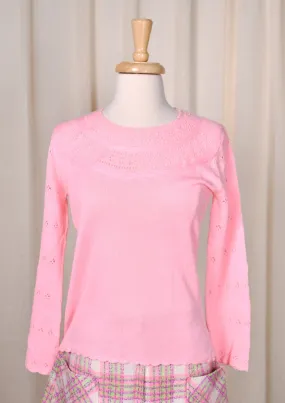 1960s Vintage Pink Bell Sleeve Sweater