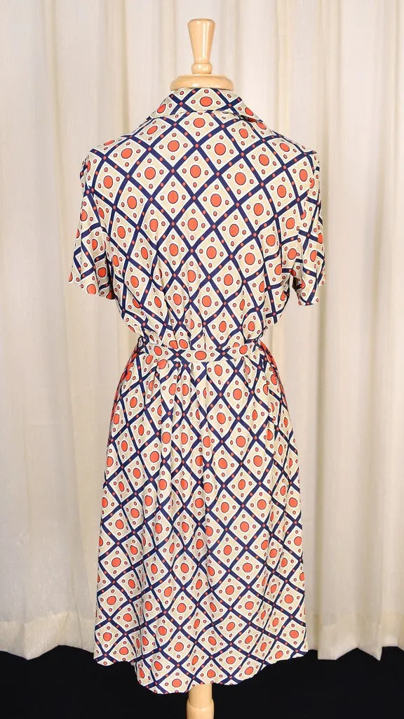 1960s Vintage Zig Zag & Dot Shirt Dress