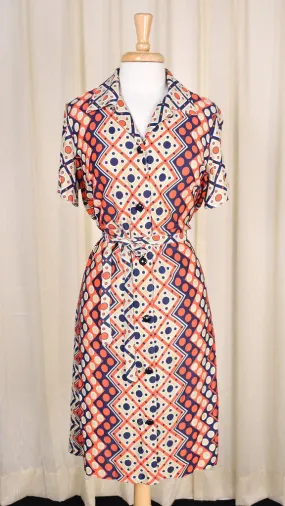 1960s Vintage Zig Zag & Dot Shirt Dress