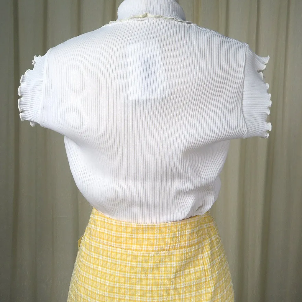 1960s White Ribbed Tie Top