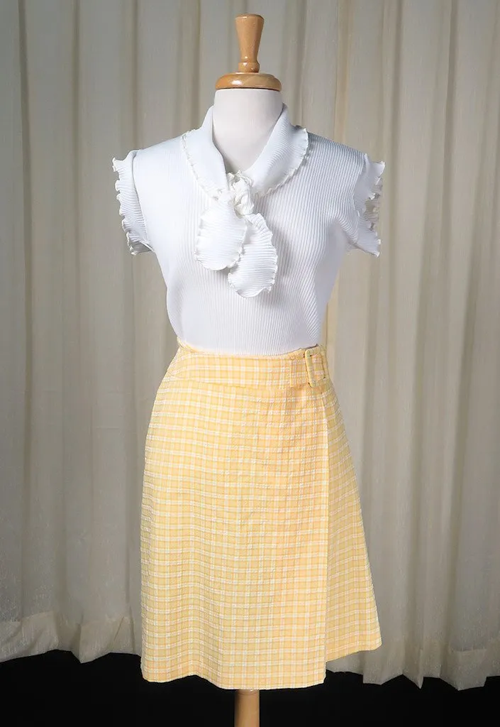 1960s White Ribbed Tie Top