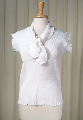 1960s White Ribbed Tie Top