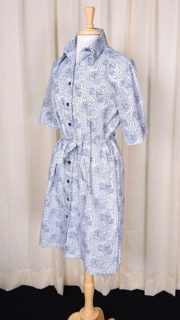 1970s Patchwork Vintage Shirt Dress