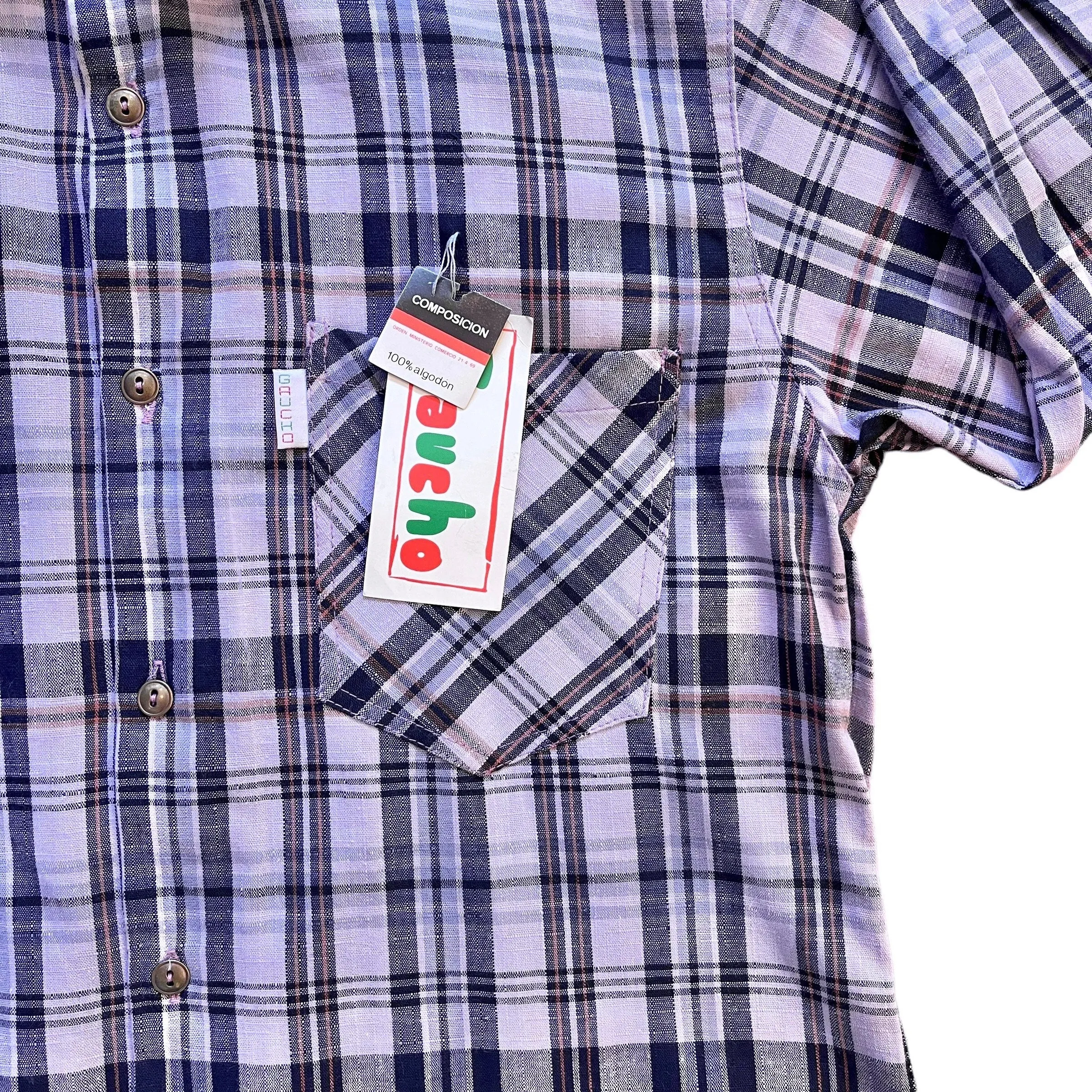 1980s  Purple Check Flannel Shirt / 8-10Y