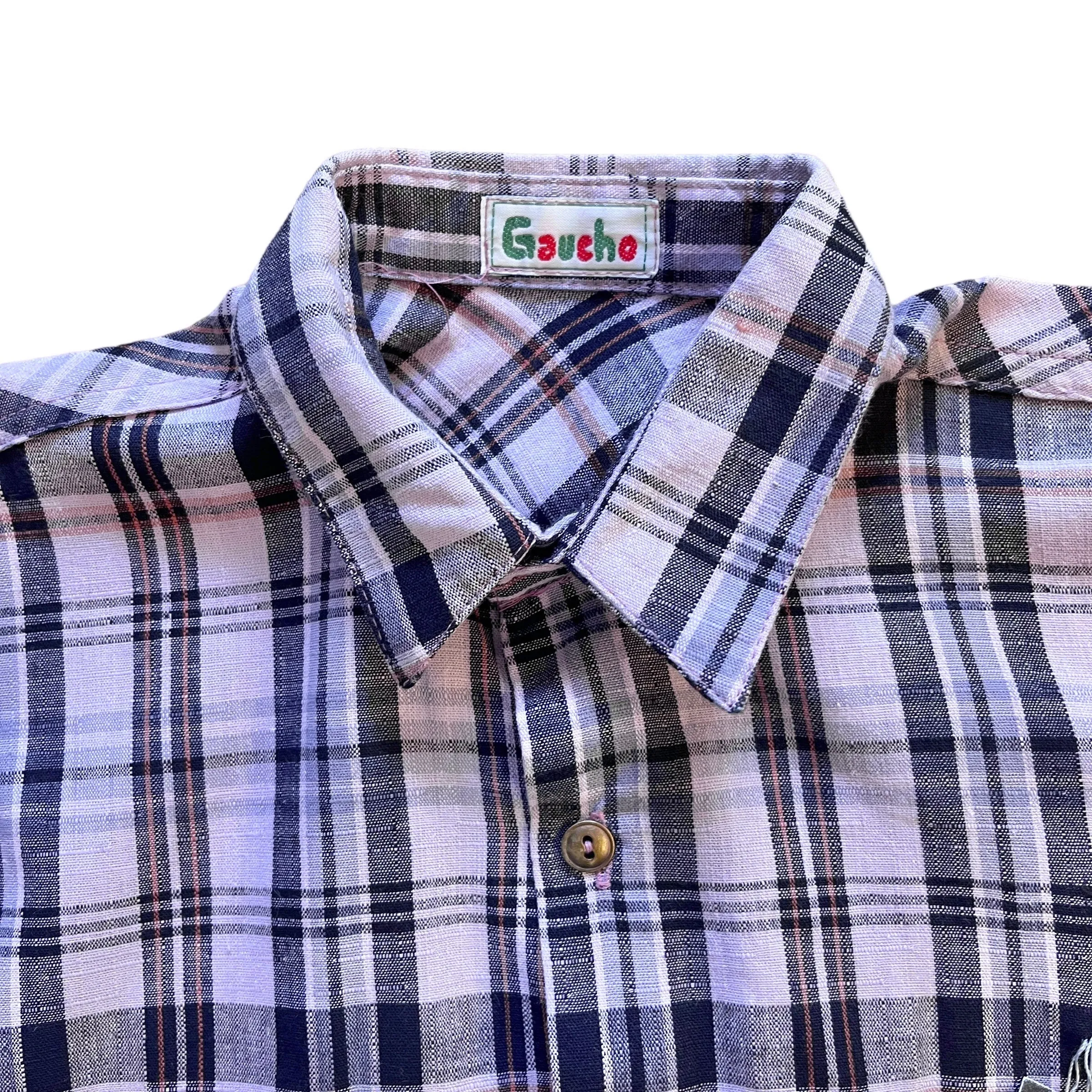 1980s  Purple Check Flannel Shirt / 8-10Y