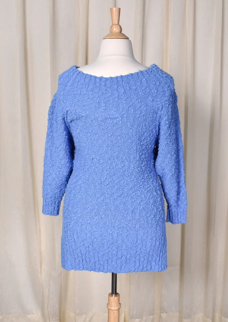 1980s Vintage Nubby Blue Tunic Sweater by Avon Fashions