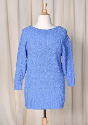 1980s Vintage Nubby Blue Tunic Sweater by Avon Fashions