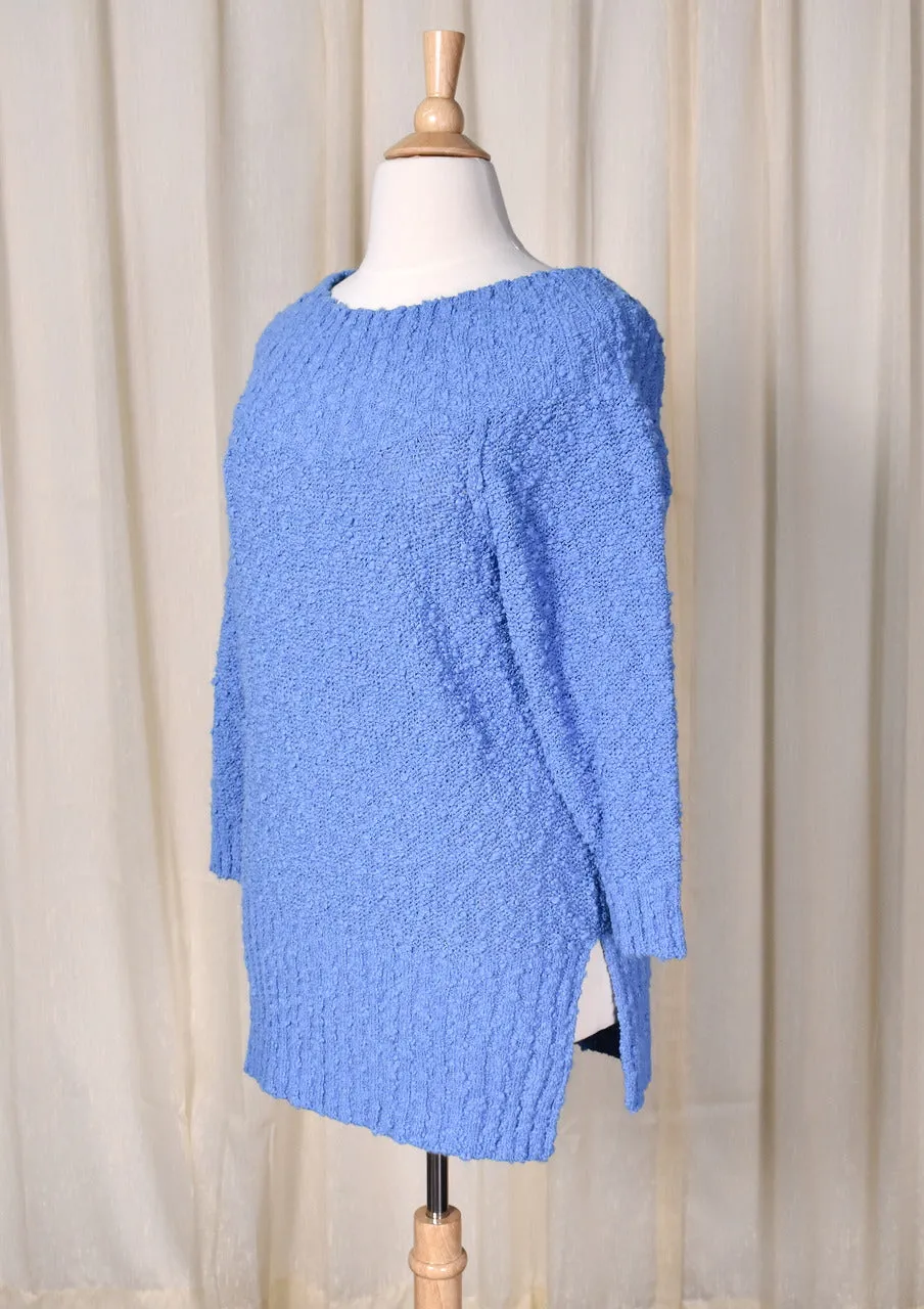1980s Vintage Nubby Blue Tunic Sweater by Avon Fashions