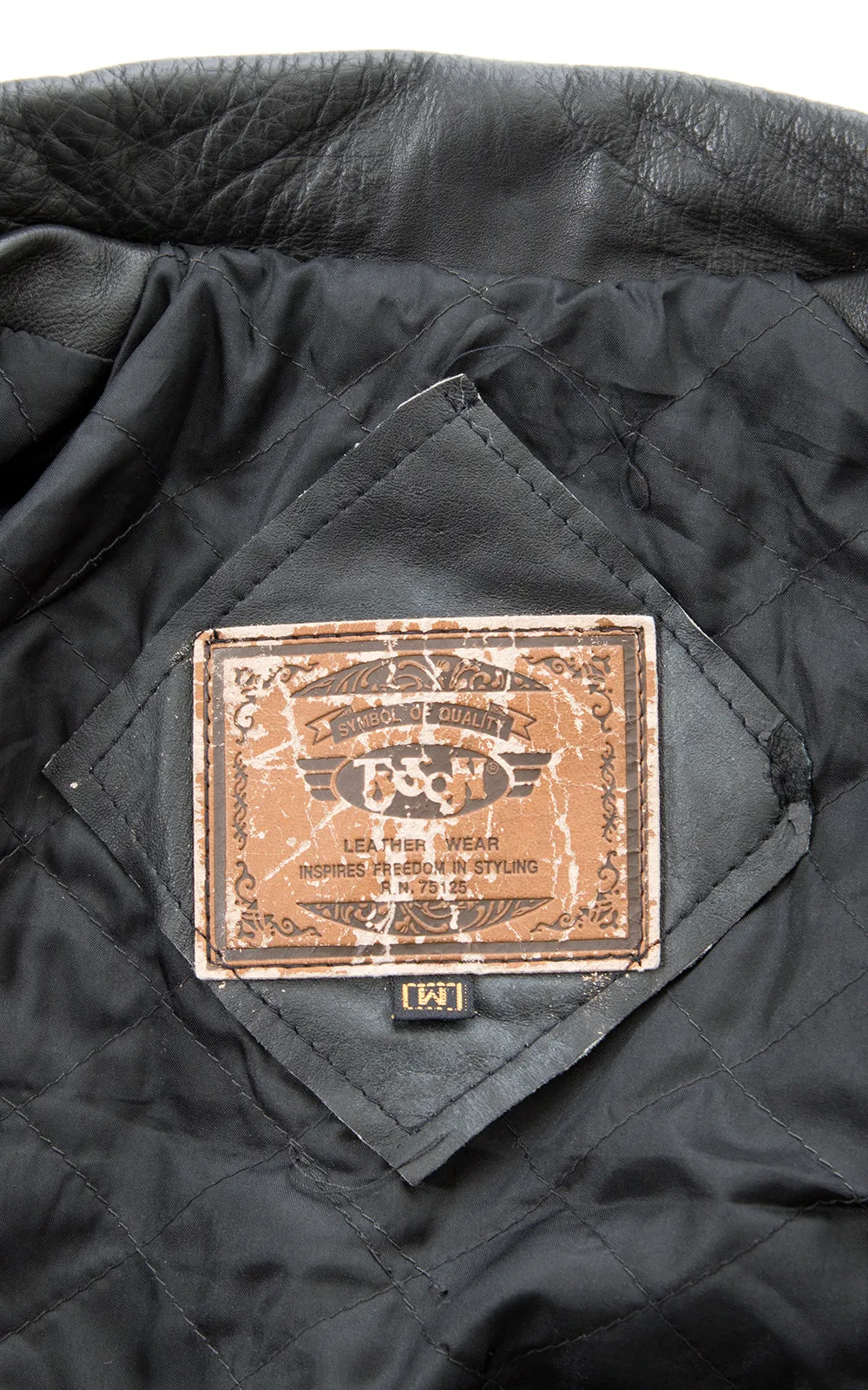 1990s Black Leather Cropped Moto Jacket | large
