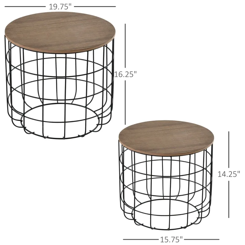 2pc Coffee Table Set - Black, Brown