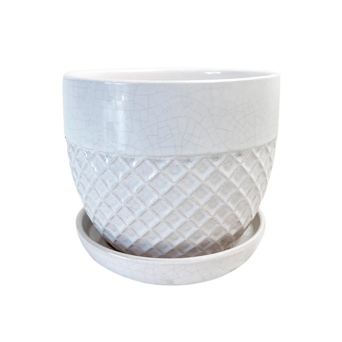 6 inch White Acorn Bell Ceramic Planter
