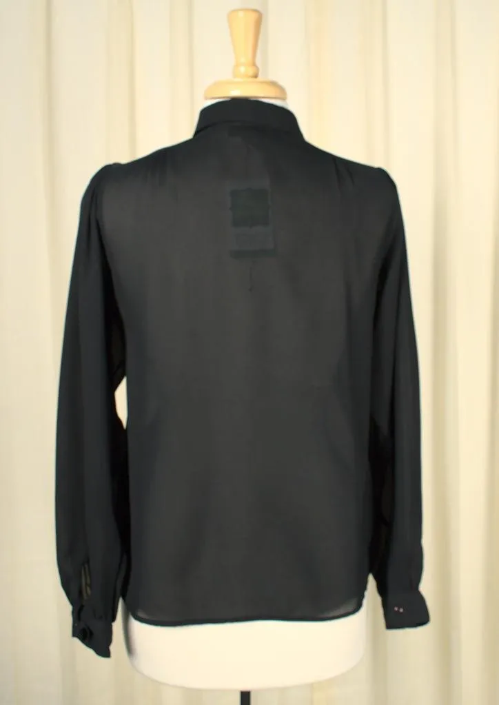 80s does 1940s Black Blouse