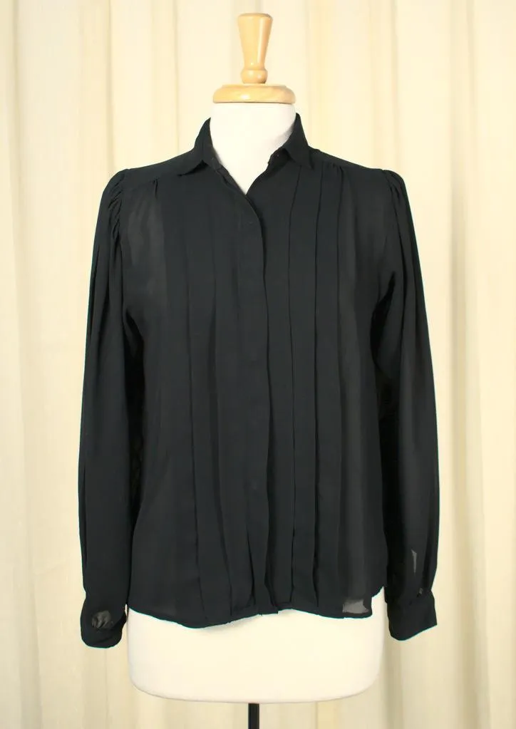 80s does 1940s Black Blouse