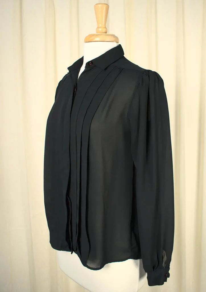 80s does 1940s Black Blouse