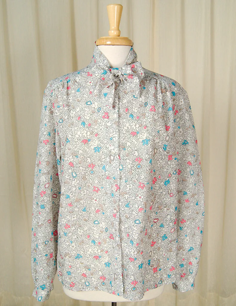 80s does 1940s Draw Bow Blouse
