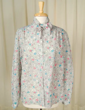 80s does 1940s Draw Bow Blouse
