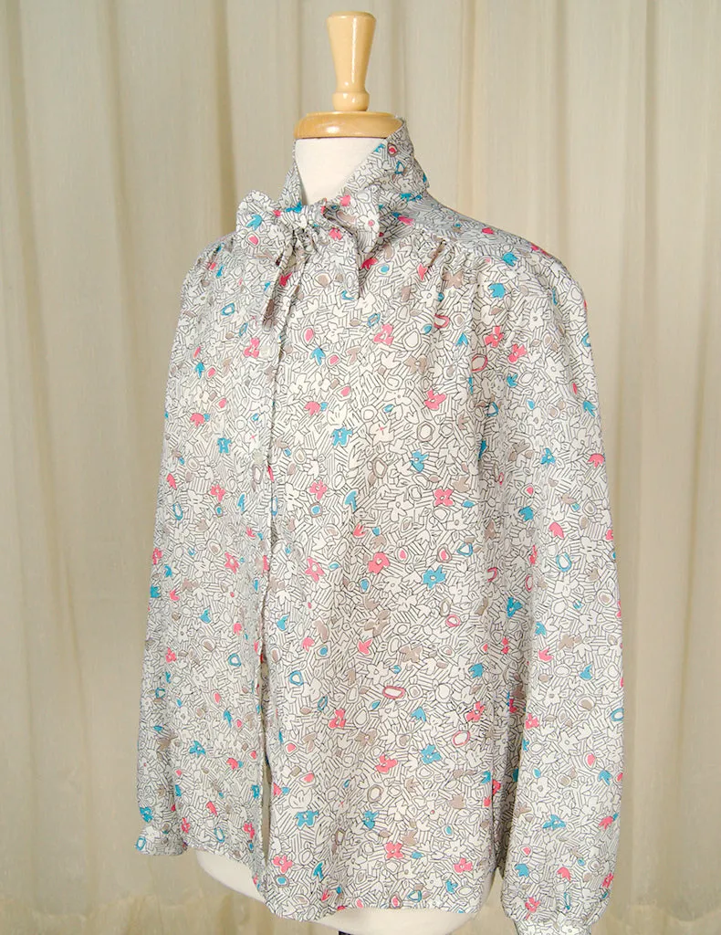 80s does 1940s Draw Bow Blouse