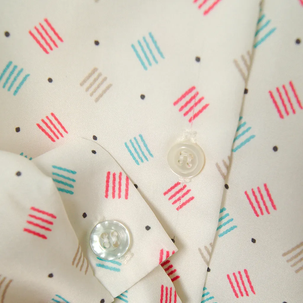 80s does 1940s Lines Bow Blouse