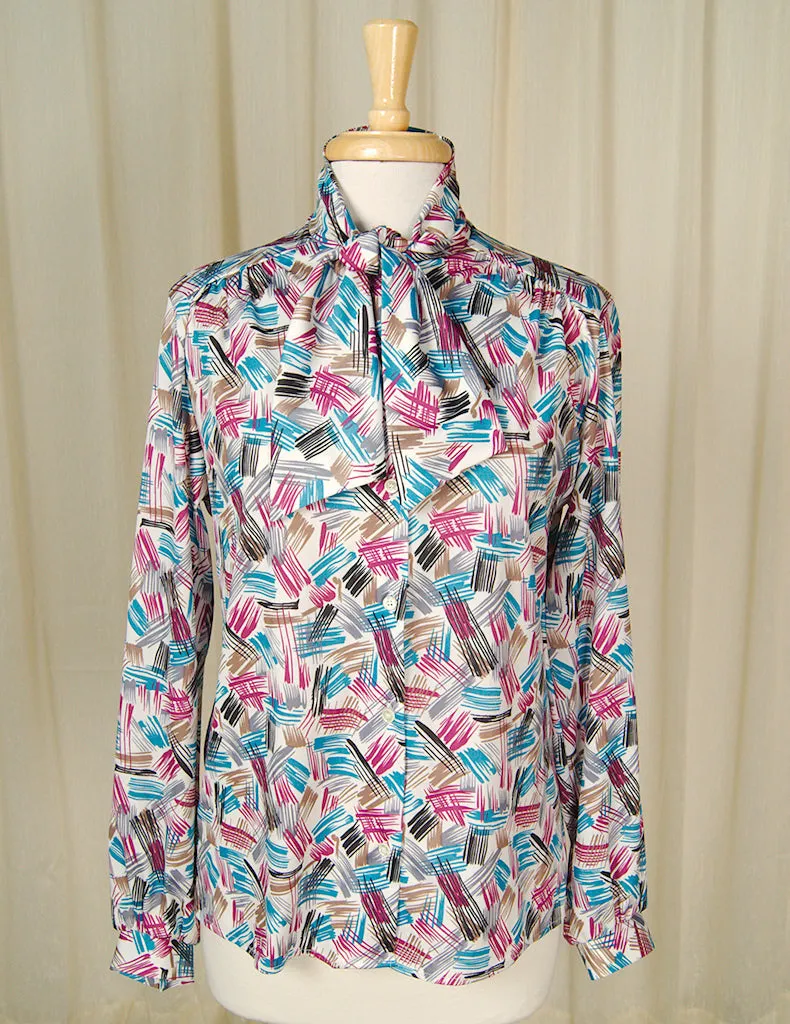 80s does 1940s Paint Bow Blouse