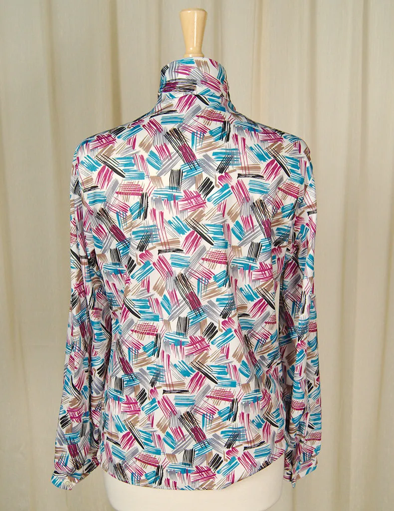 80s does 1940s Paint Bow Blouse