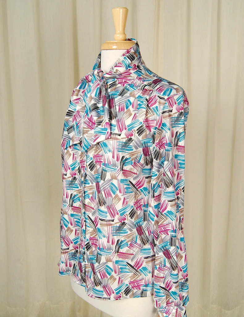 80s does 1940s Paint Bow Blouse