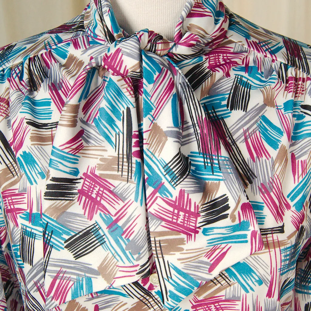 80s does 1940s Paint Bow Blouse