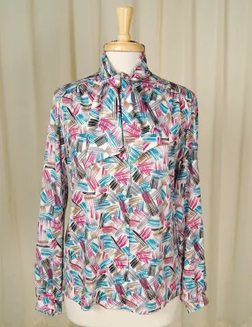 80s does 1940s Paint Bow Blouse