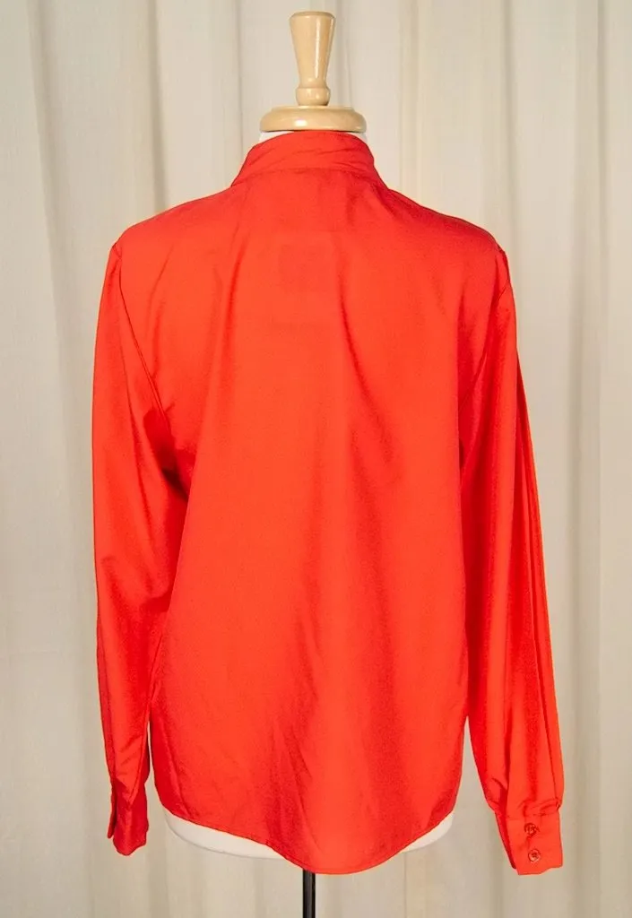 80s does 1940s Red Pleat Blouse