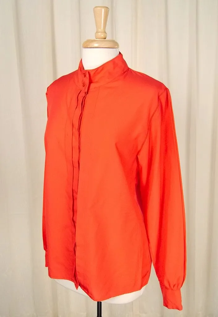 80s does 1940s Red Pleat Blouse