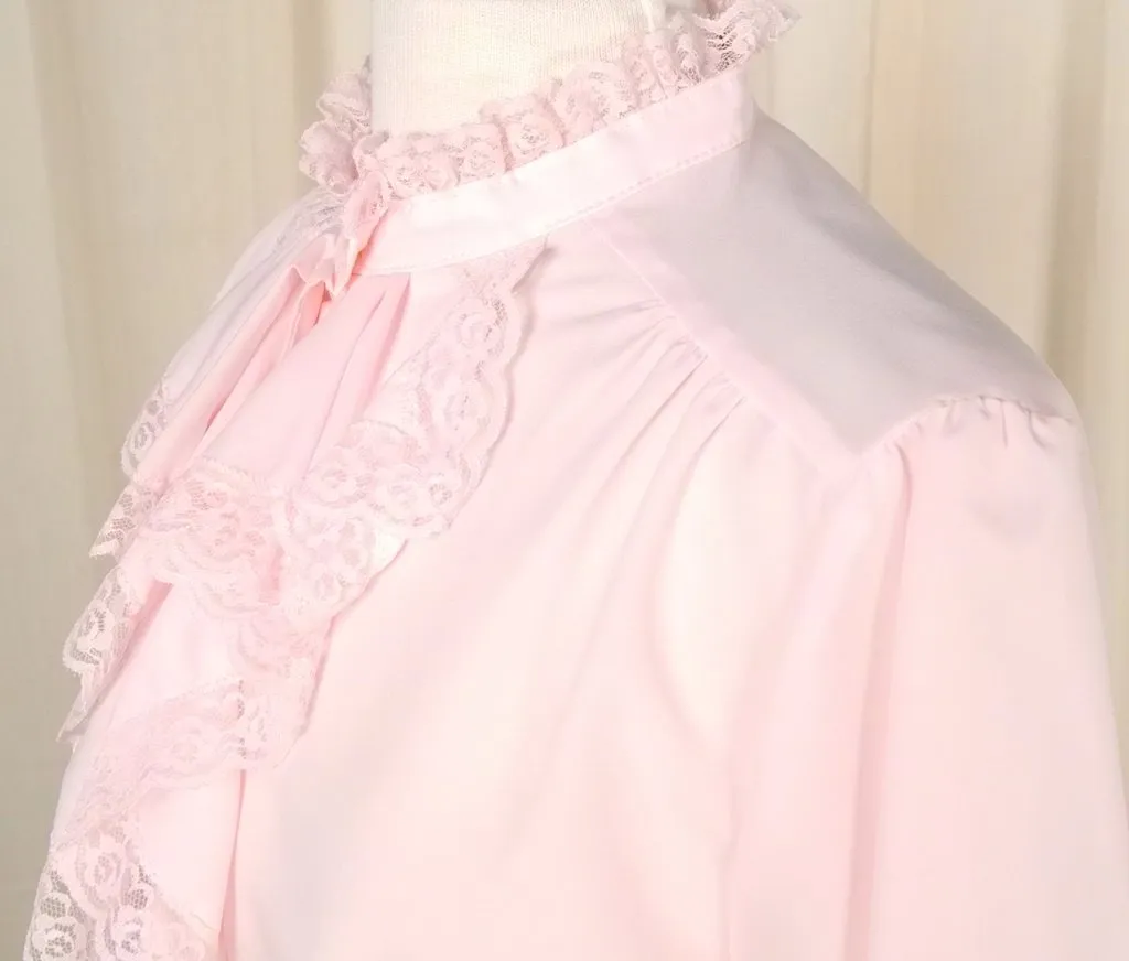 80s does 40s Pink Ruffle Blouse