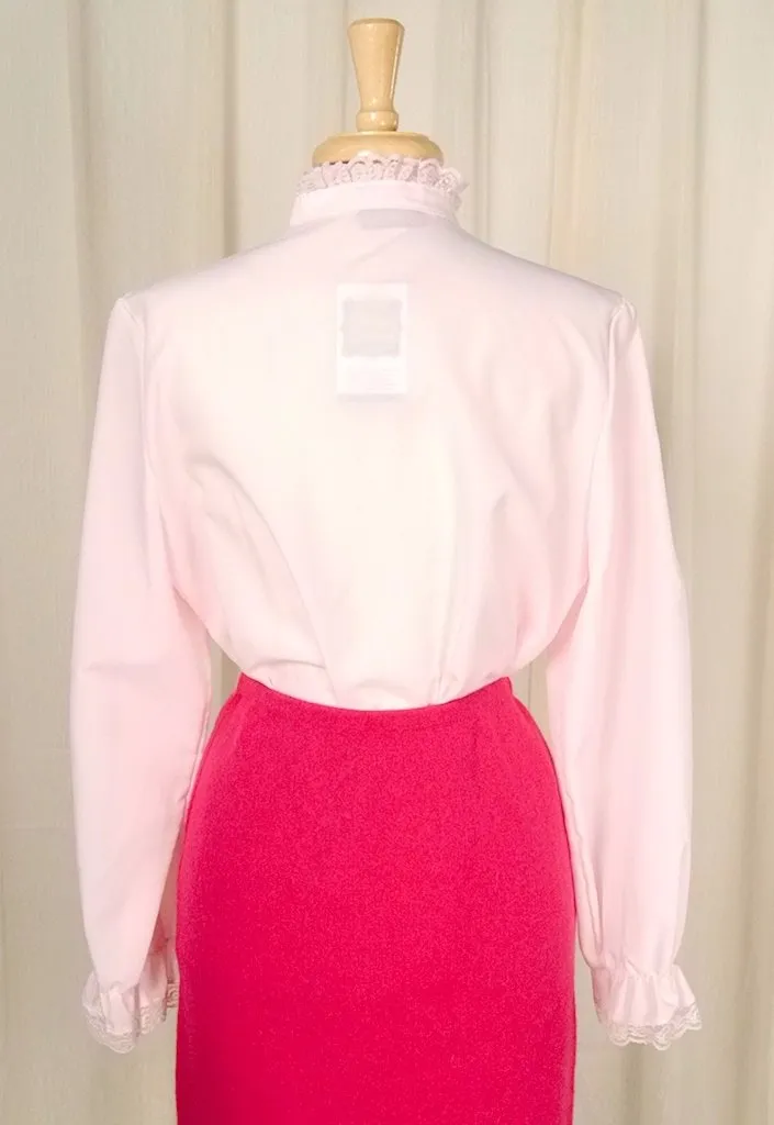 80s does 40s Pink Ruffle Blouse