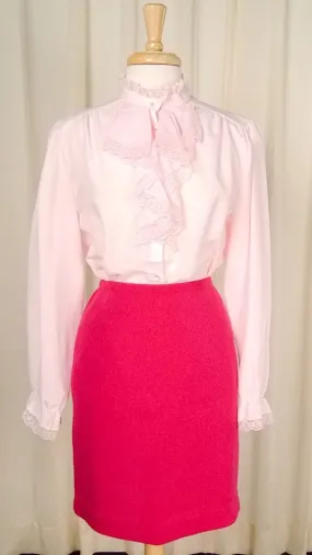 80s does 40s Pink Ruffle Blouse