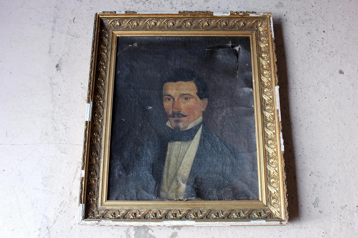 A 19thC French School Oil on Canvas Portrait of a Moustachioed Gentleman c.1870-80